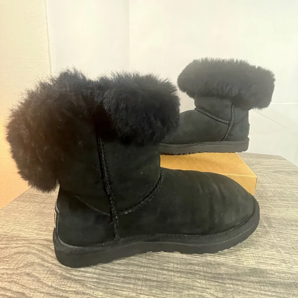 UGG Bailey Button Bling Crystal Black Boots